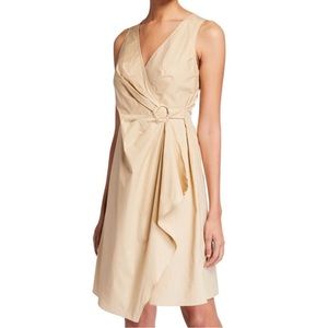NWT Donna Karan Tan Faux Wrap Dress SZ 10